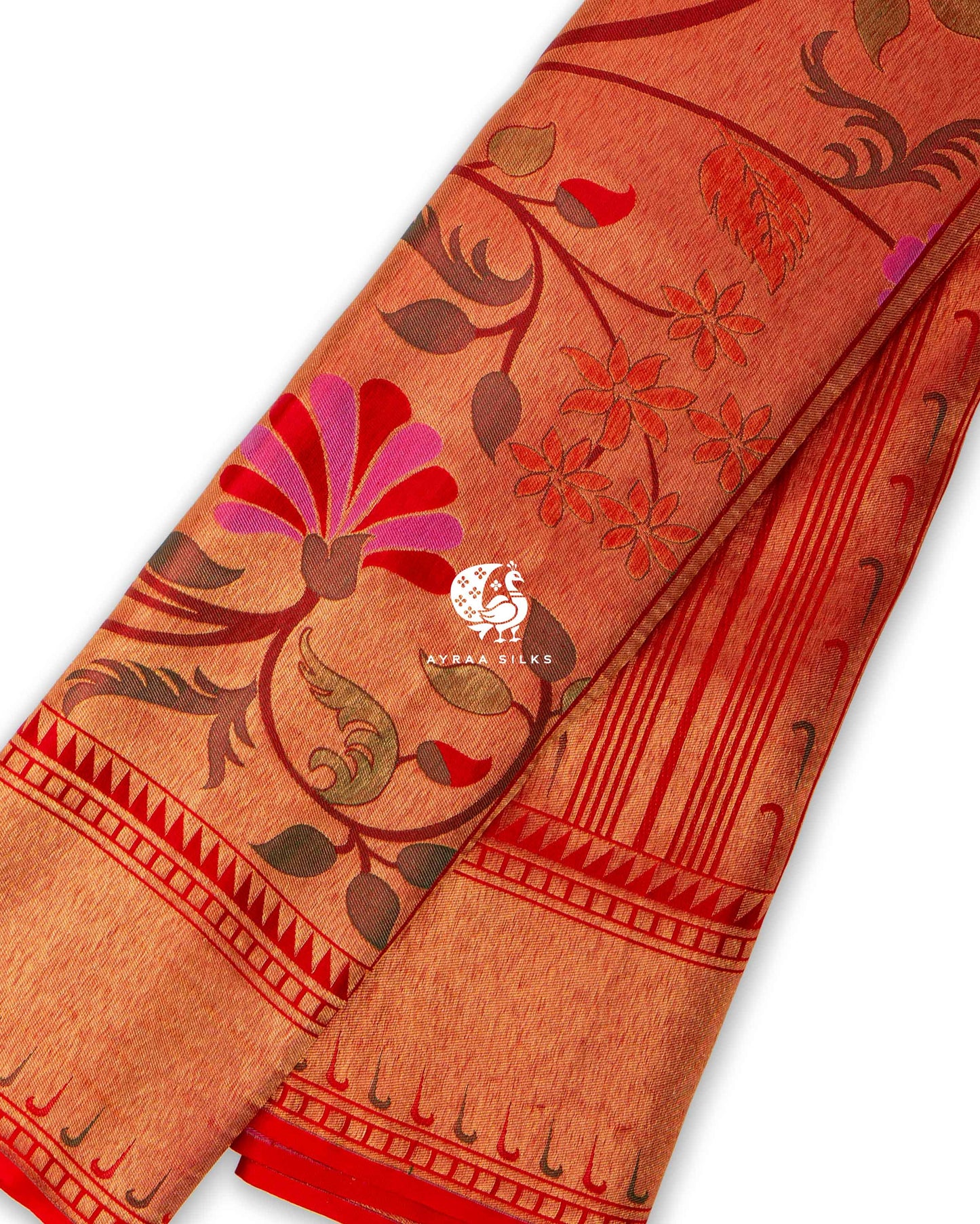 Vermilion Floral Paithani Saree