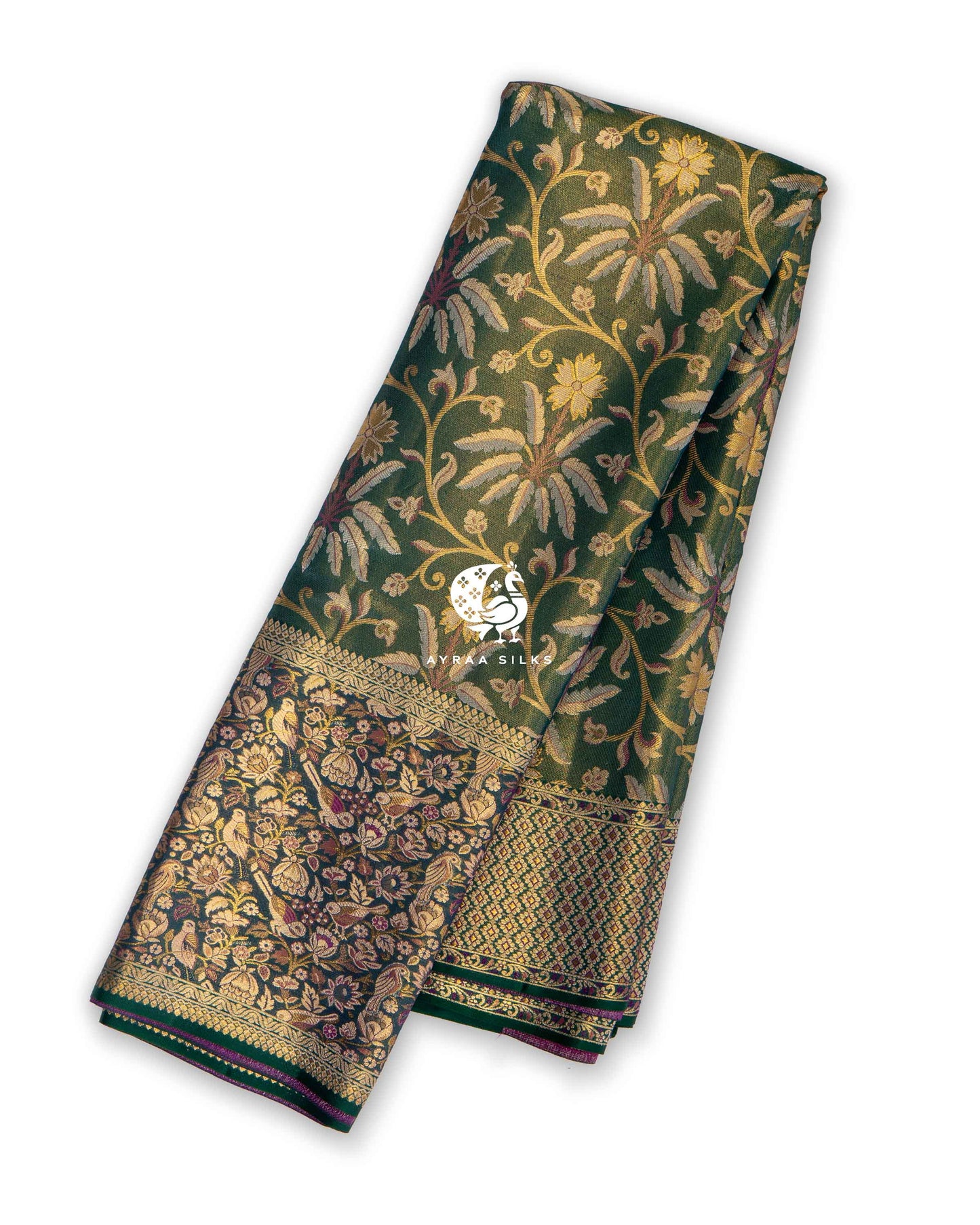 Emerald Nandavanam Kanchipuram Saree
