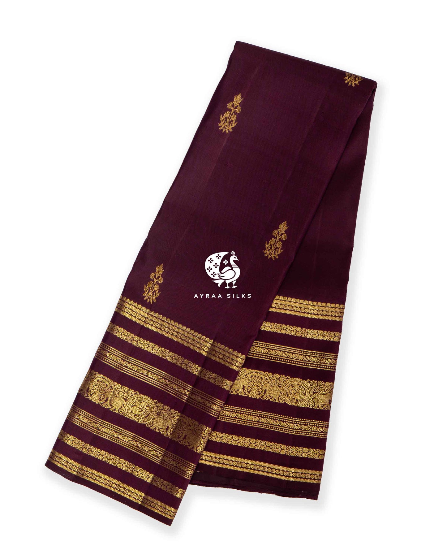 Dark Wine Heritage Kanchipuram Saree
