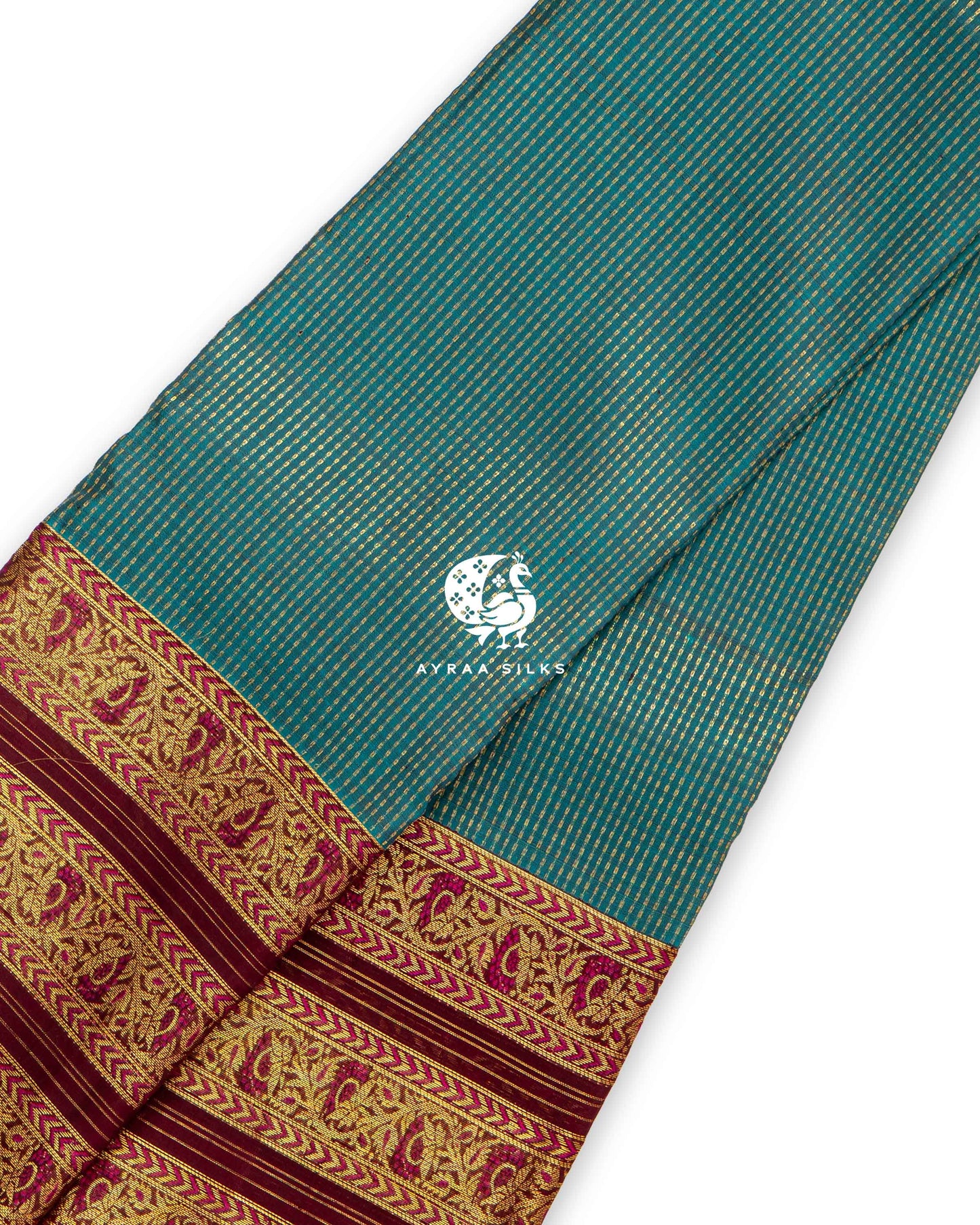 Heritage Teal Kattam Kanchipuram Saree