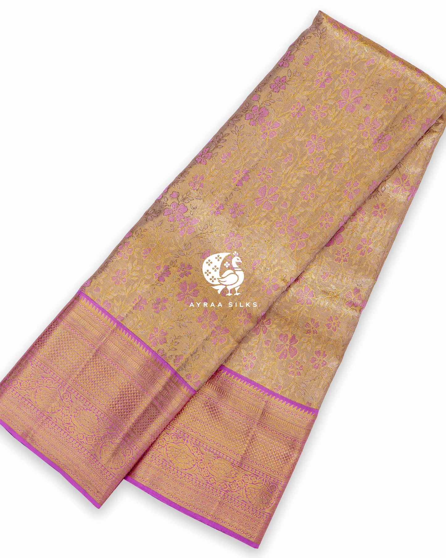 Gold Floral Kanchipuram Saree