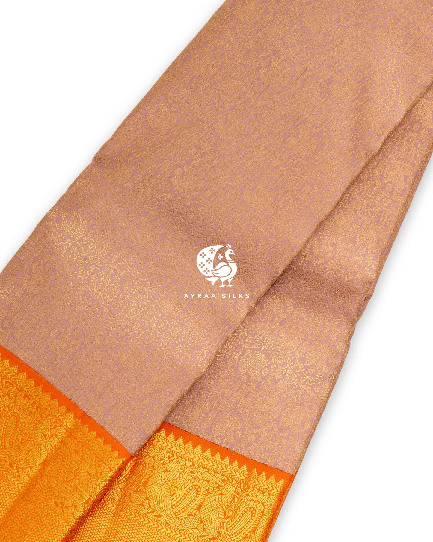 Peach Zari Kanchipuram Saree