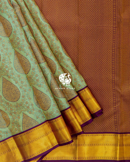 Mint Manga Kanchipuram Silk Saree