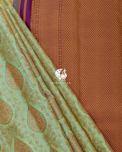 Mint Manga Kanchipuram Silk Saree