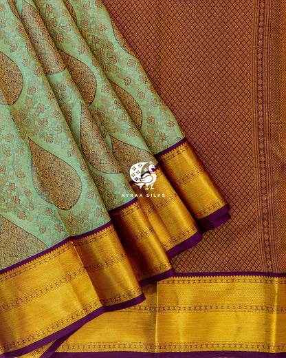 Mint Manga Kanchipuram Silk Saree