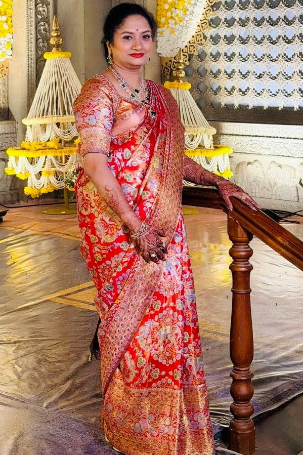 Woman wearing an Ayraa Silks saree