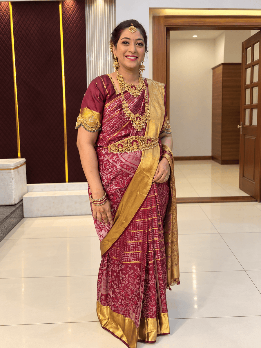 Woman wearing an Ayraa Silks saree