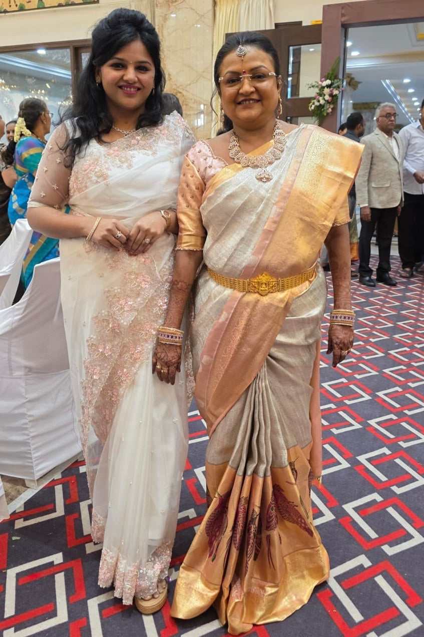 Woman wearing an Ayraa Silks saree
