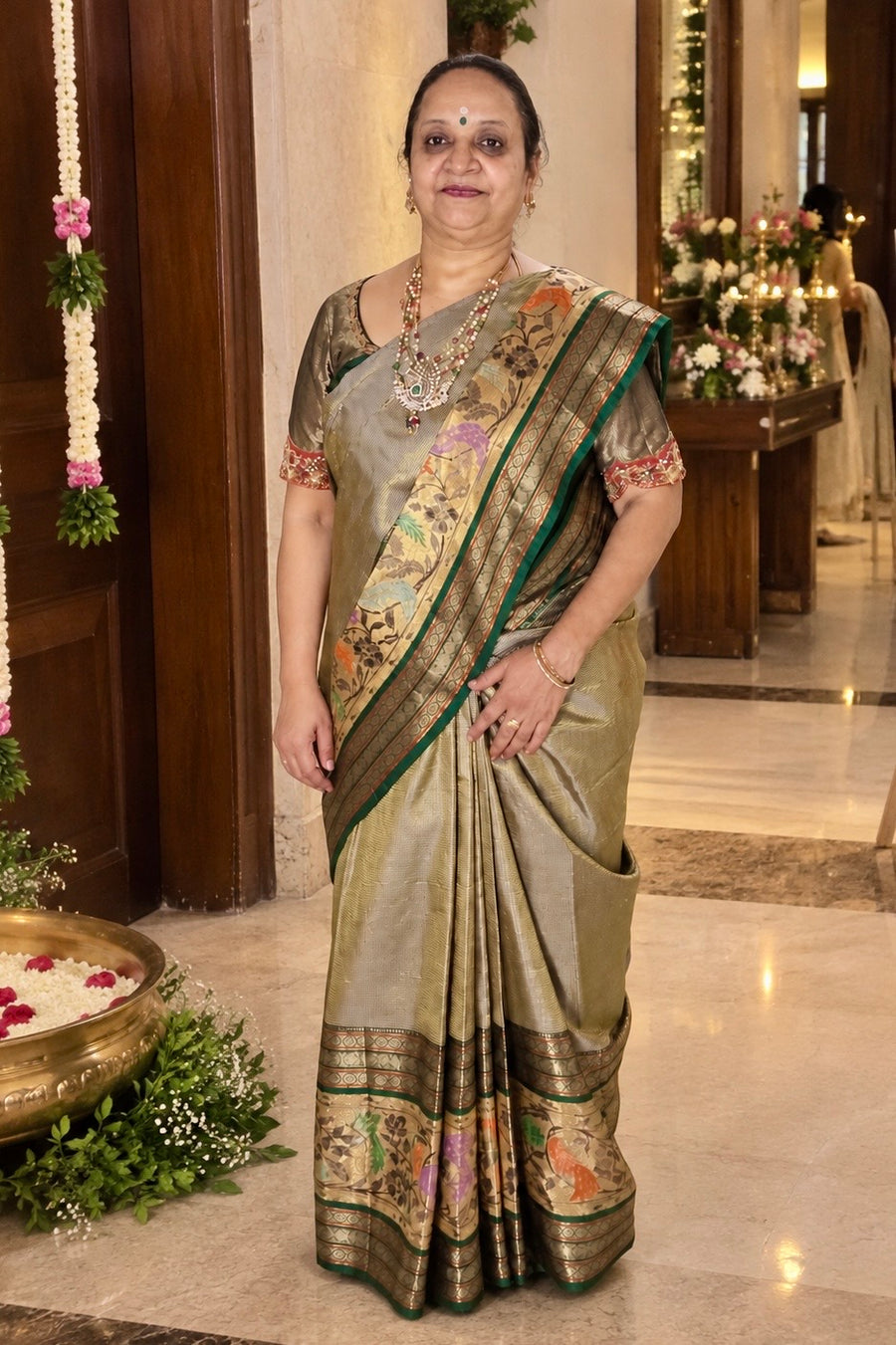 Woman wearing an Ayraa Silks saree