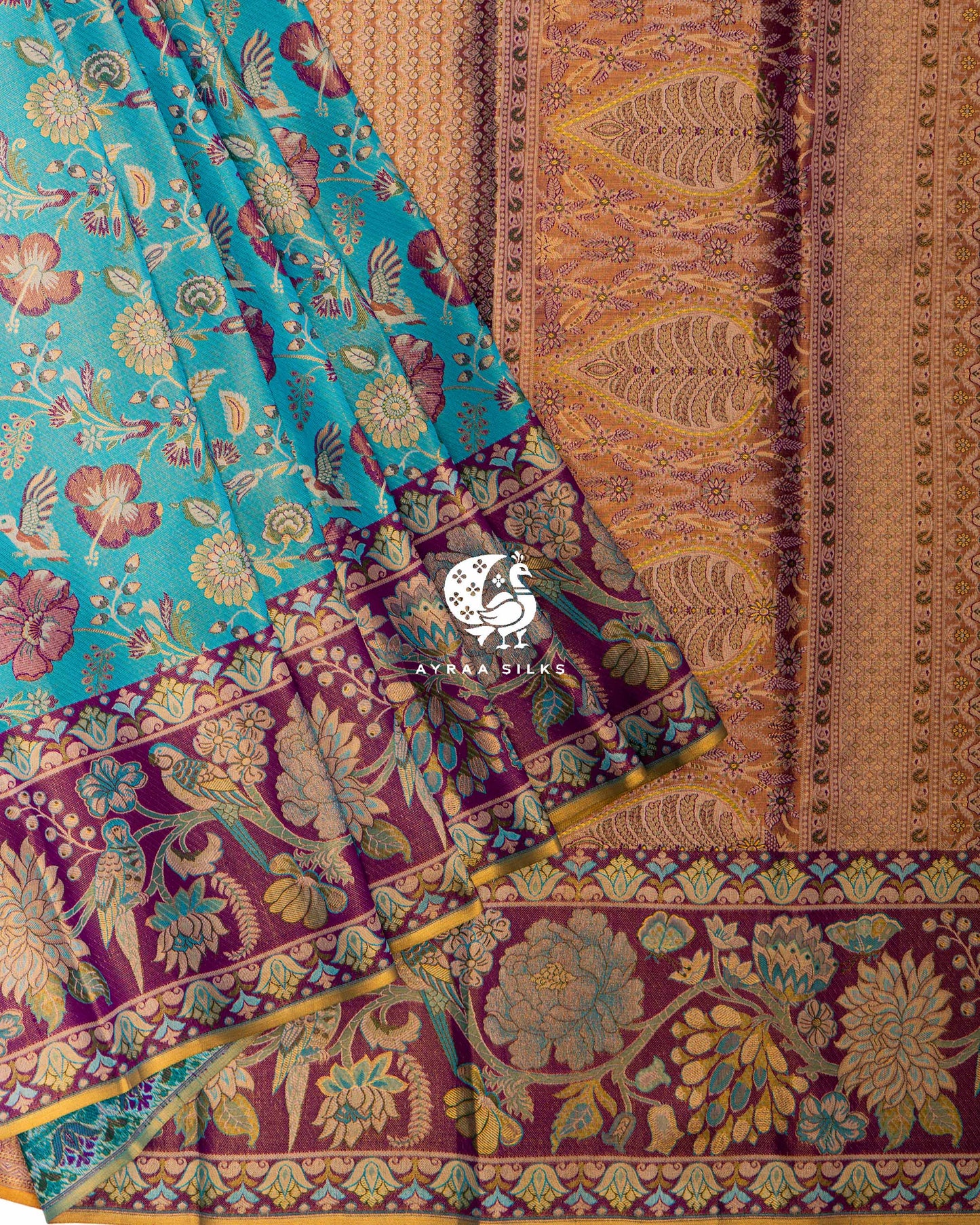 Aqua Blue Heritage Kanchipuram Saree