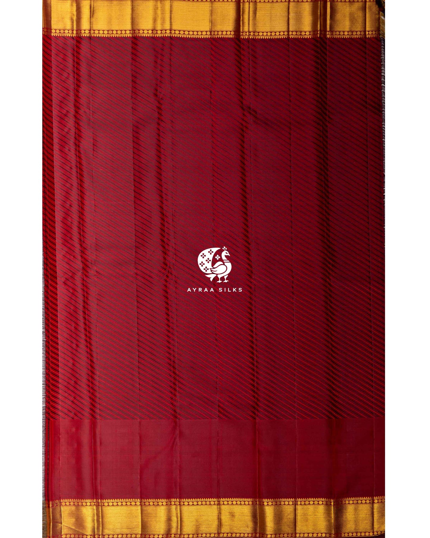 Rust Gaja Simha Kanchipuram Saree
