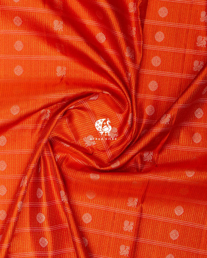 Rust Gaja Simha Kanchipuram Silk Saree