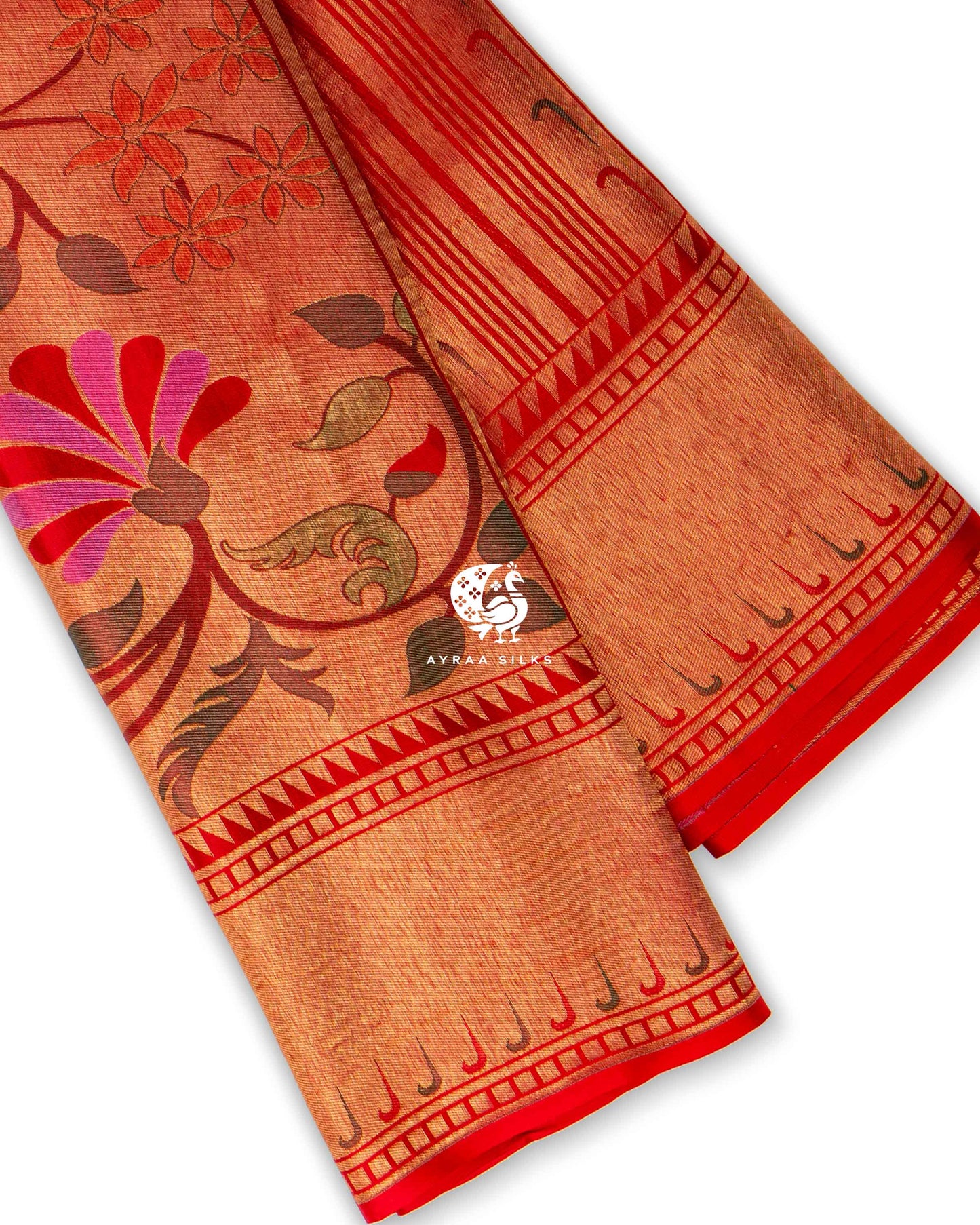 Vermilion Floral Paithani Saree