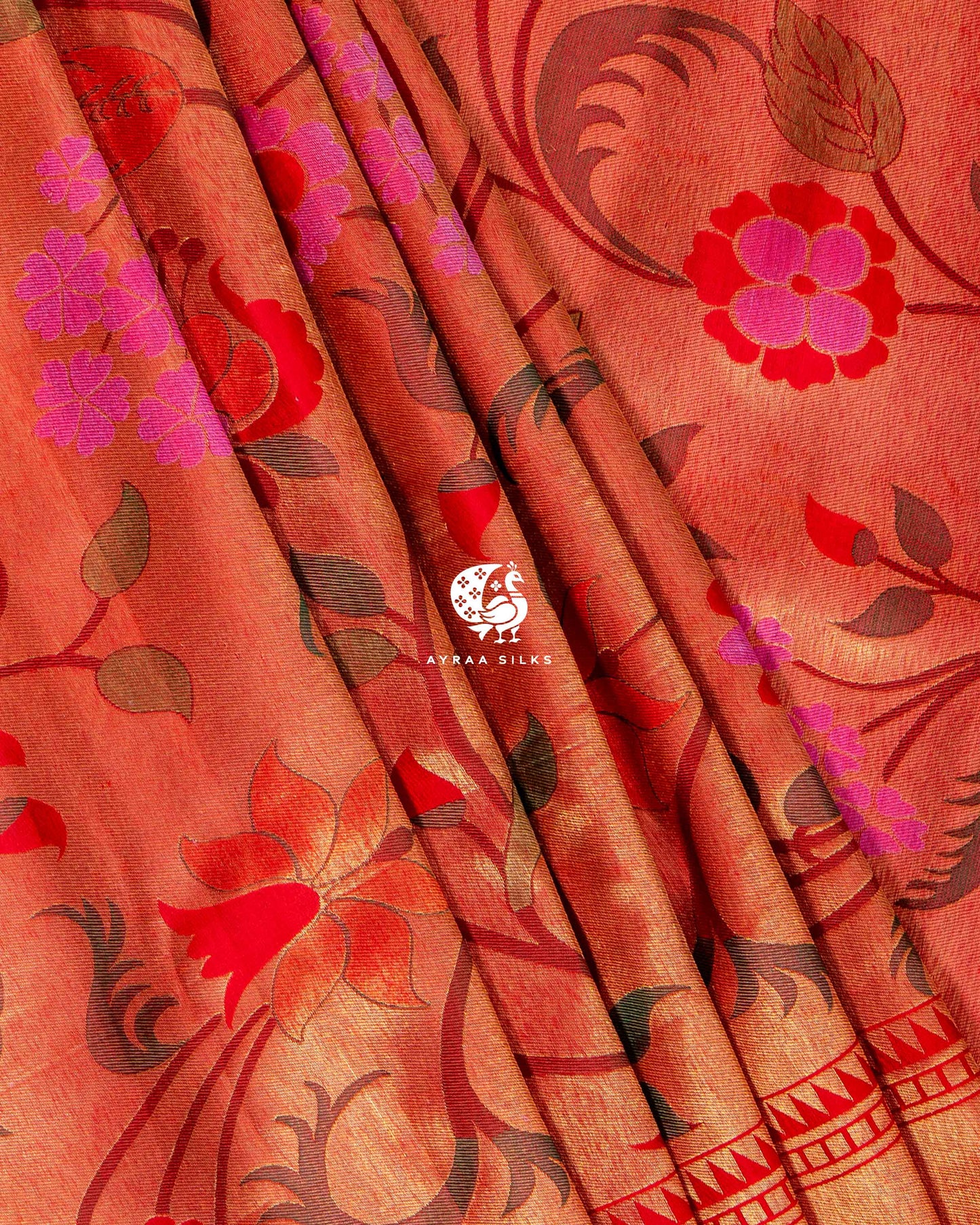 Vermilion Floral Paithani Saree