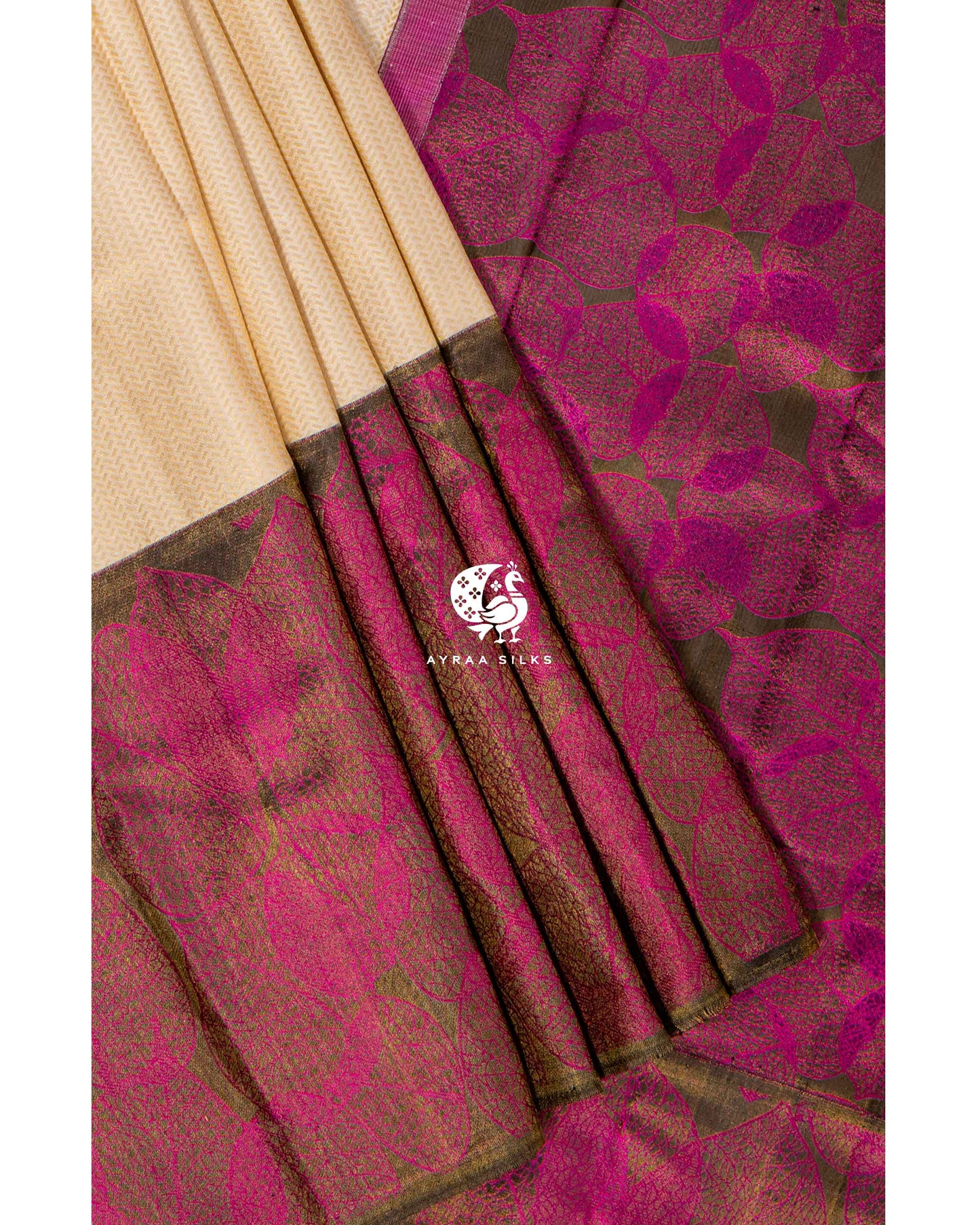 Ivory Abstract Kanchipuram Saree
