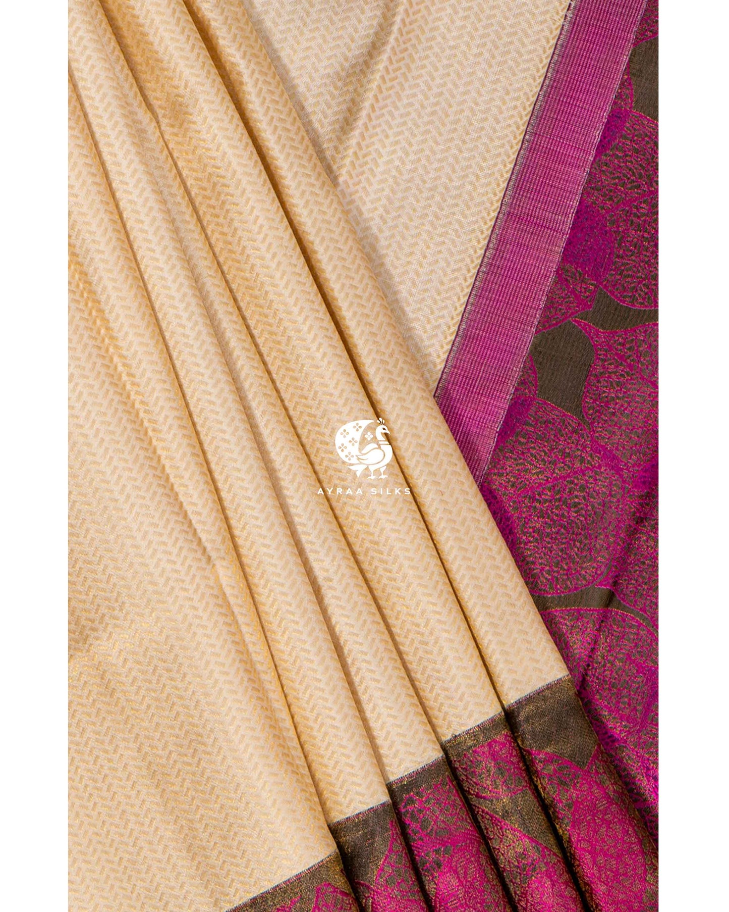 Ivory Abstract Kanchipuram Saree