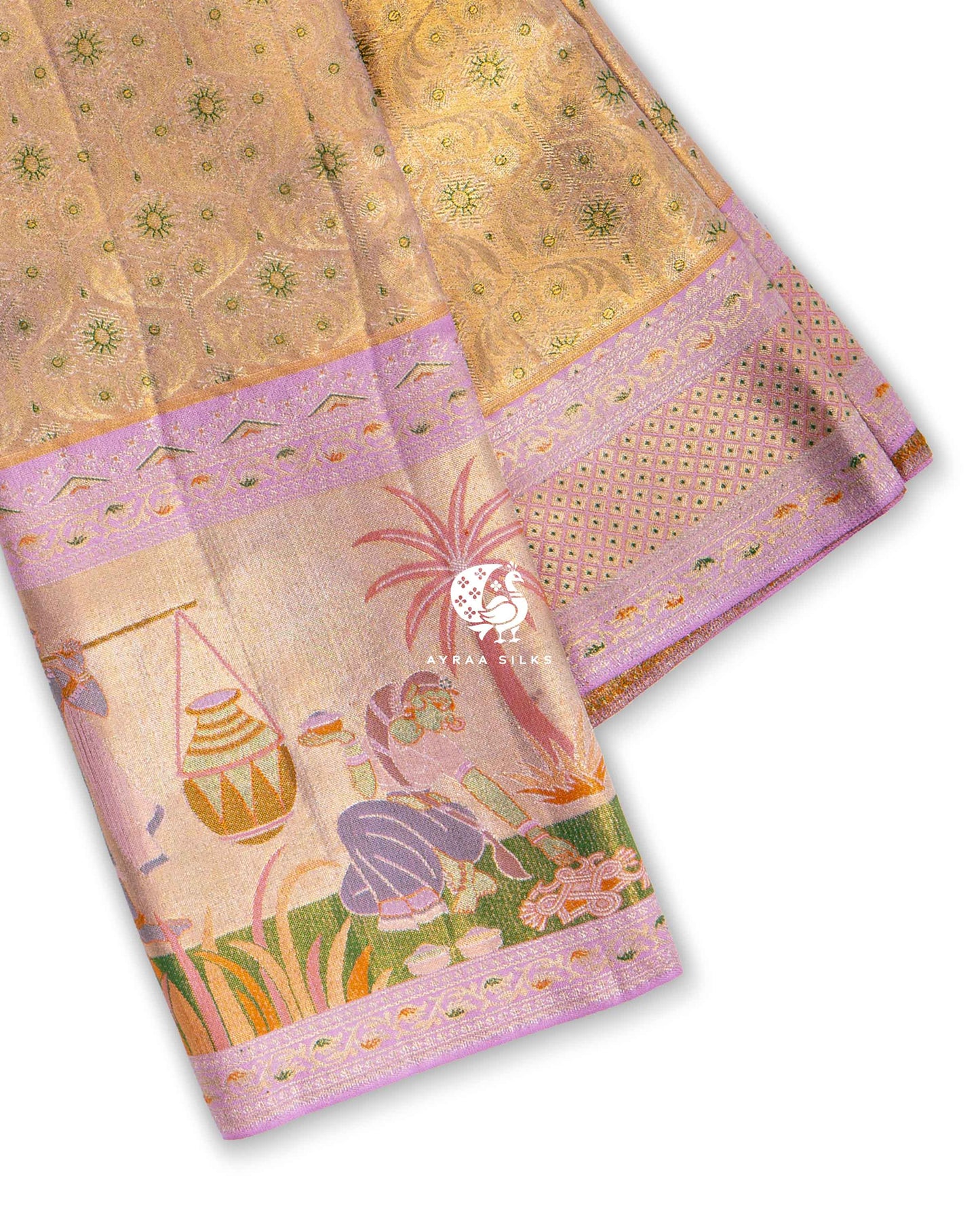 Pastel Narrative Kanchipuram Saree