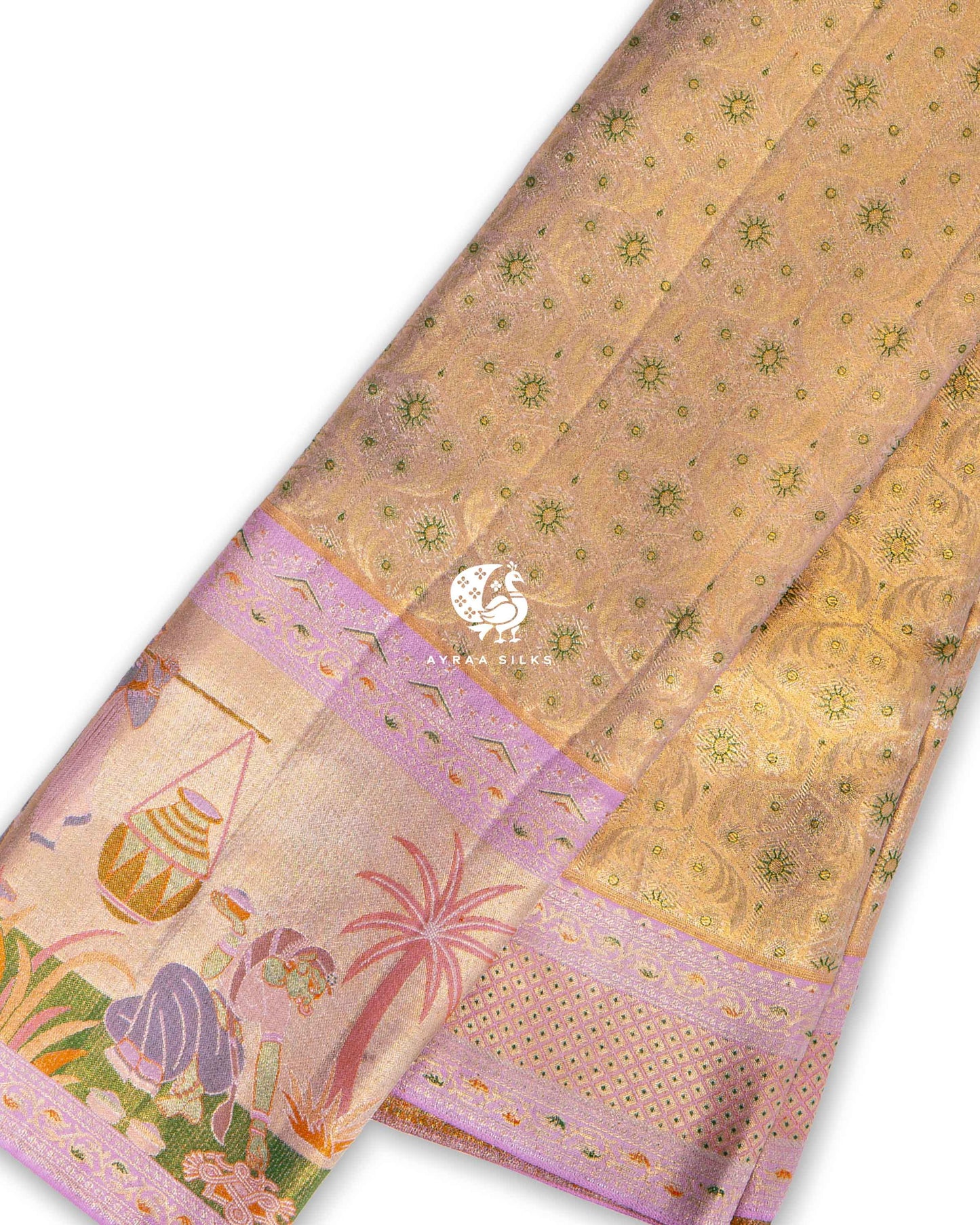 Pastel Narrative Kanchipuram Saree