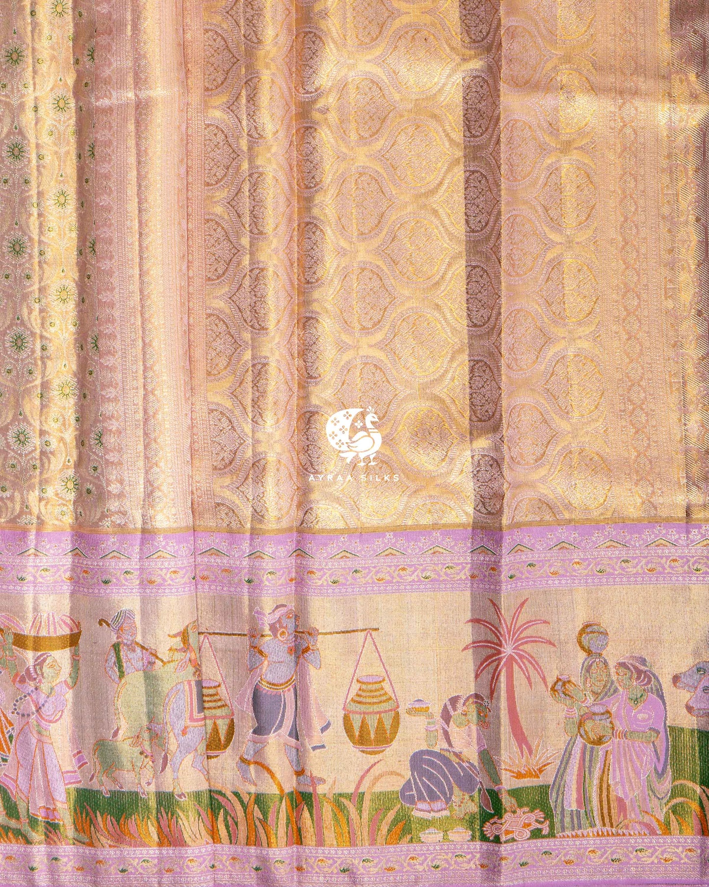 Pastel Narrative Kanchipuram Saree