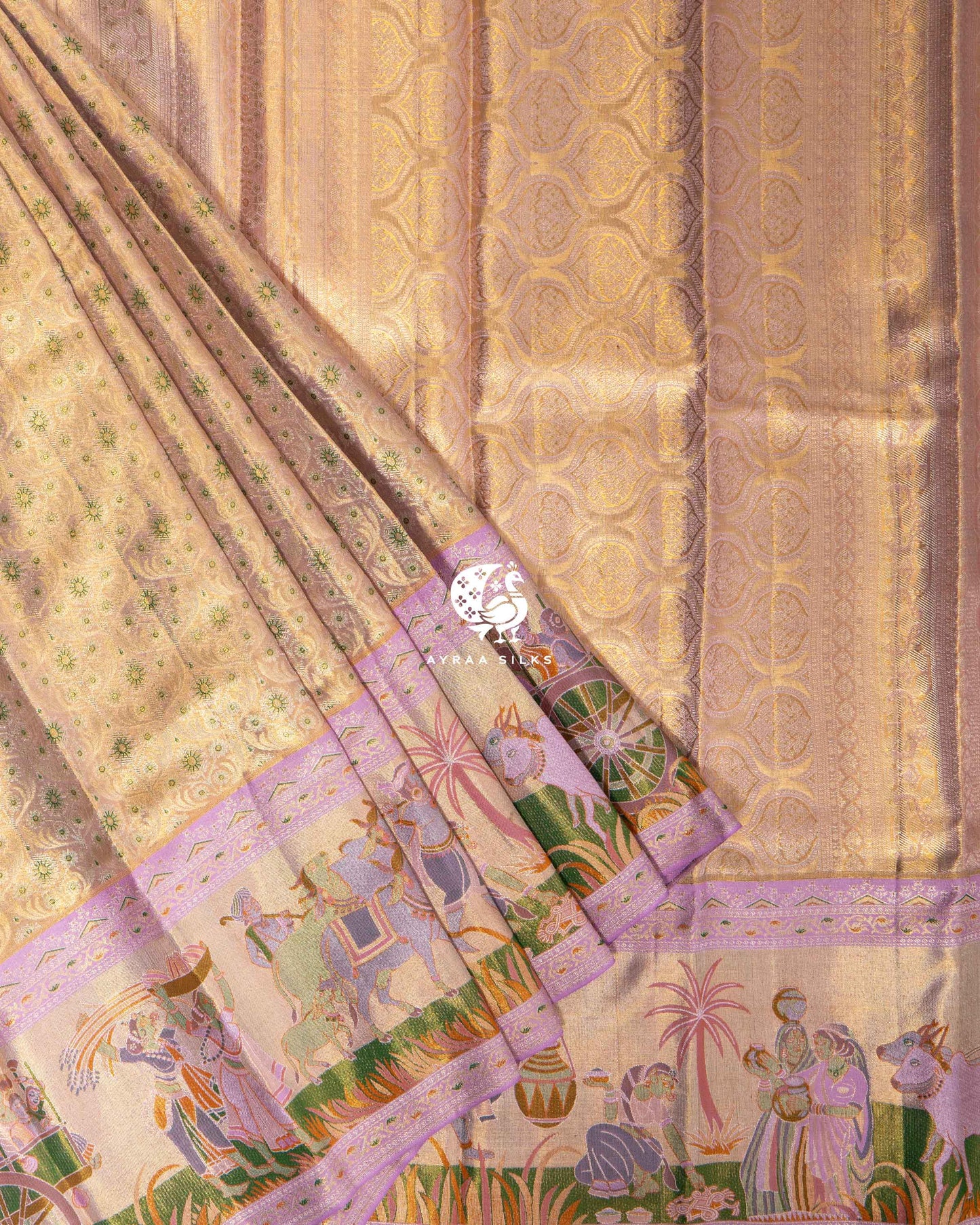 Pastel Narrative Kanchipuram Saree