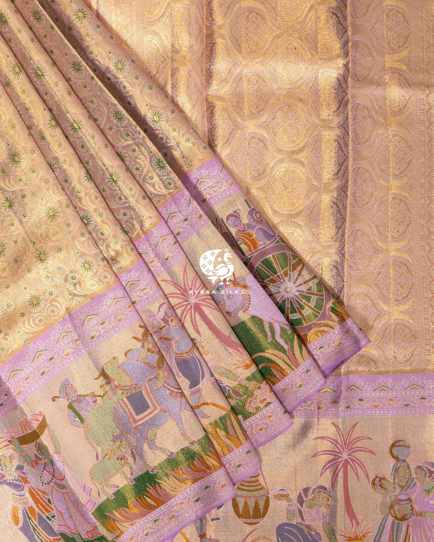 Pastel Narrative Kanchipuram Saree