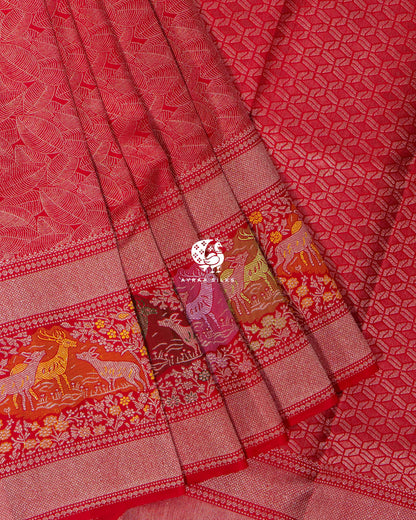 Deep Red Aranya Kanchipuram Silk Saree