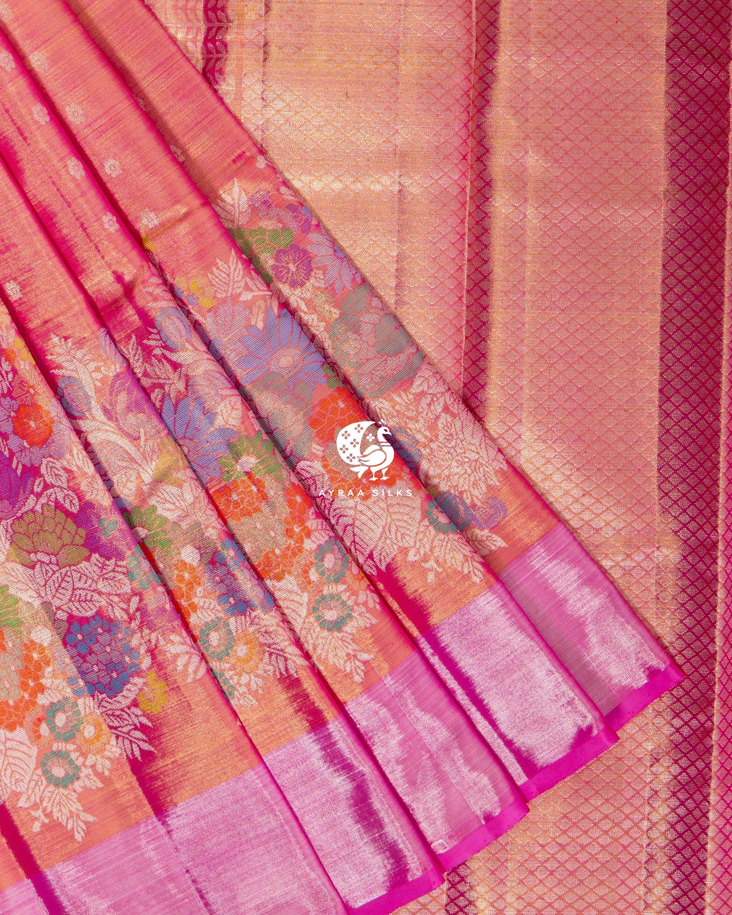 Pink Meenakari Kanchipuram Saree