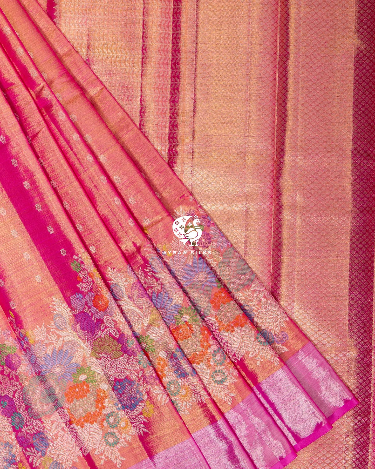 Pink Meenakari Kanchipuram Saree