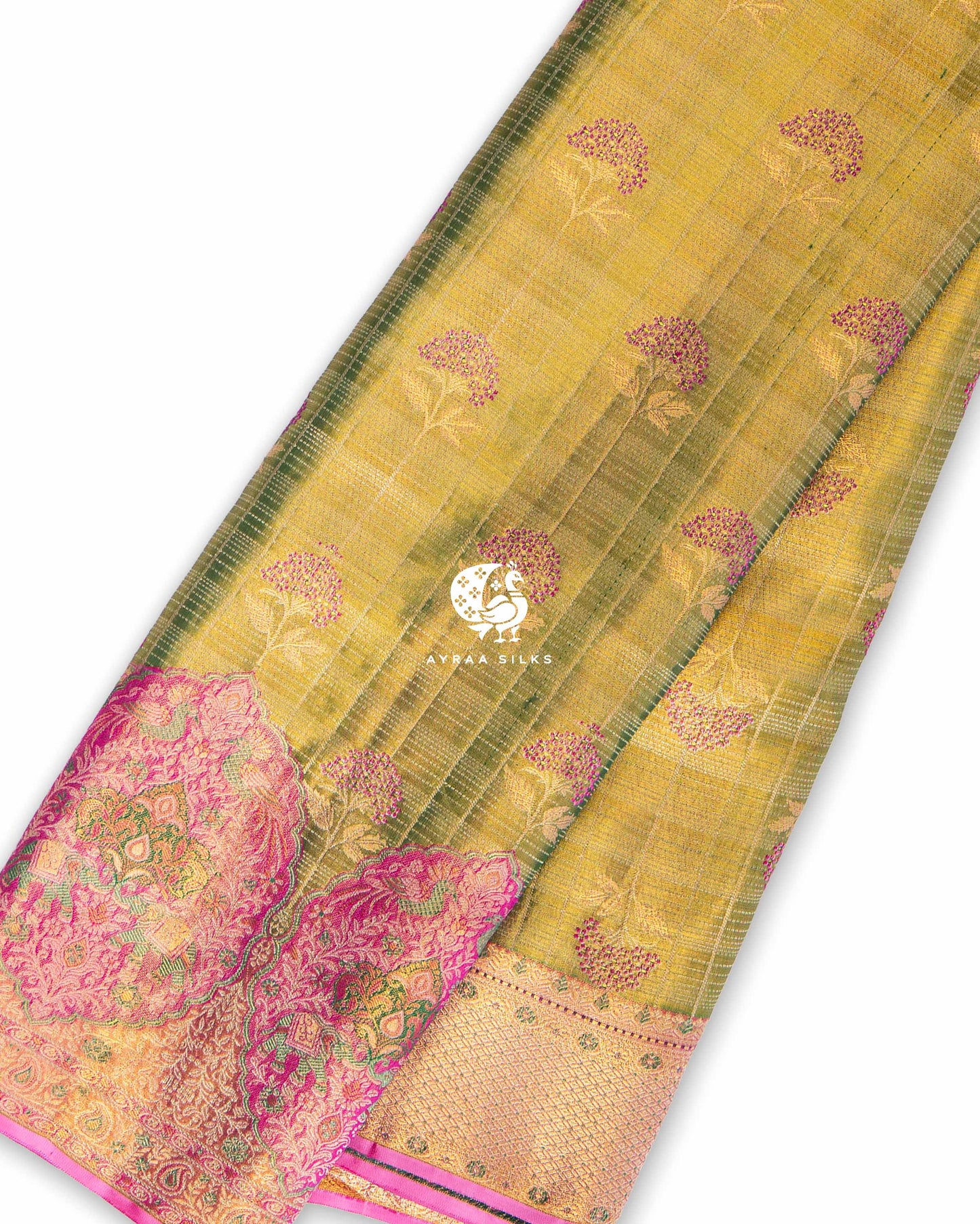 Olive Floral Kanchipuram Saree