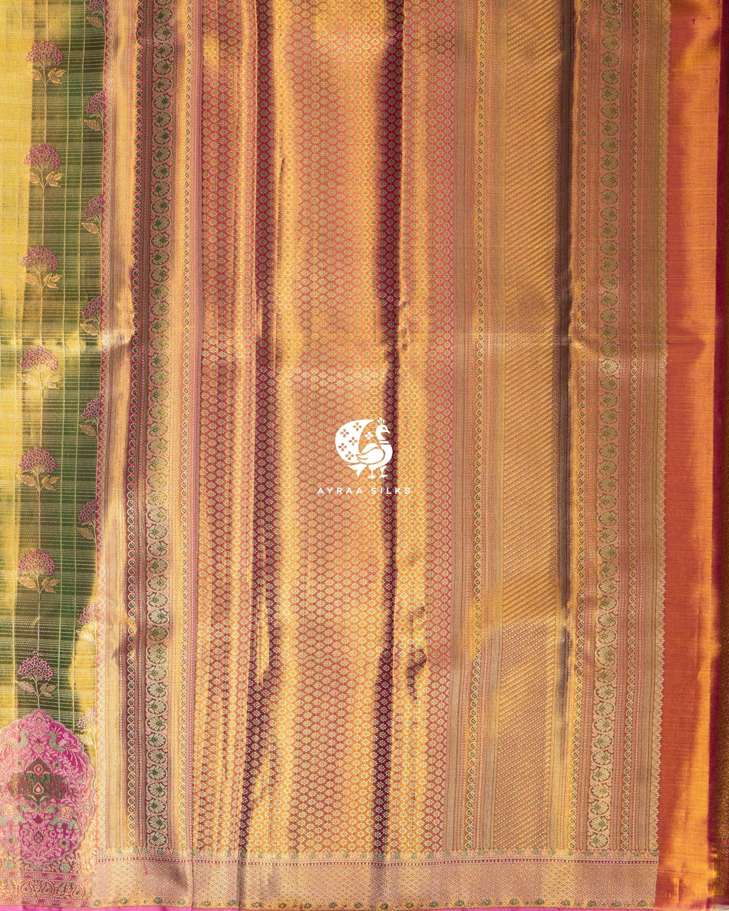 Olive Floral Kanchipuram Saree