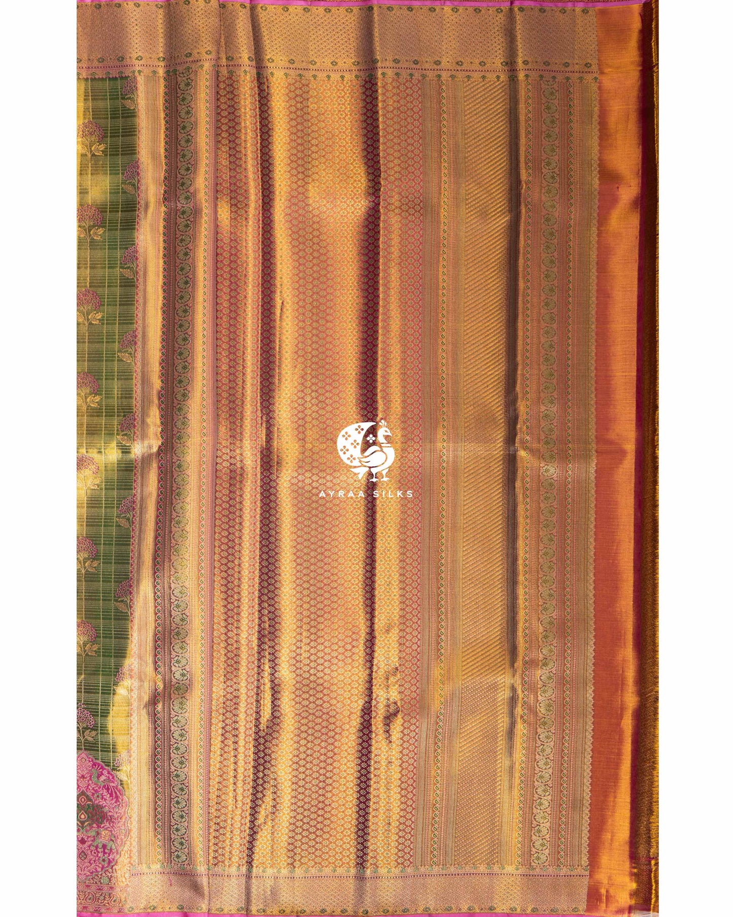 Olive Floral Kanchipuram Saree