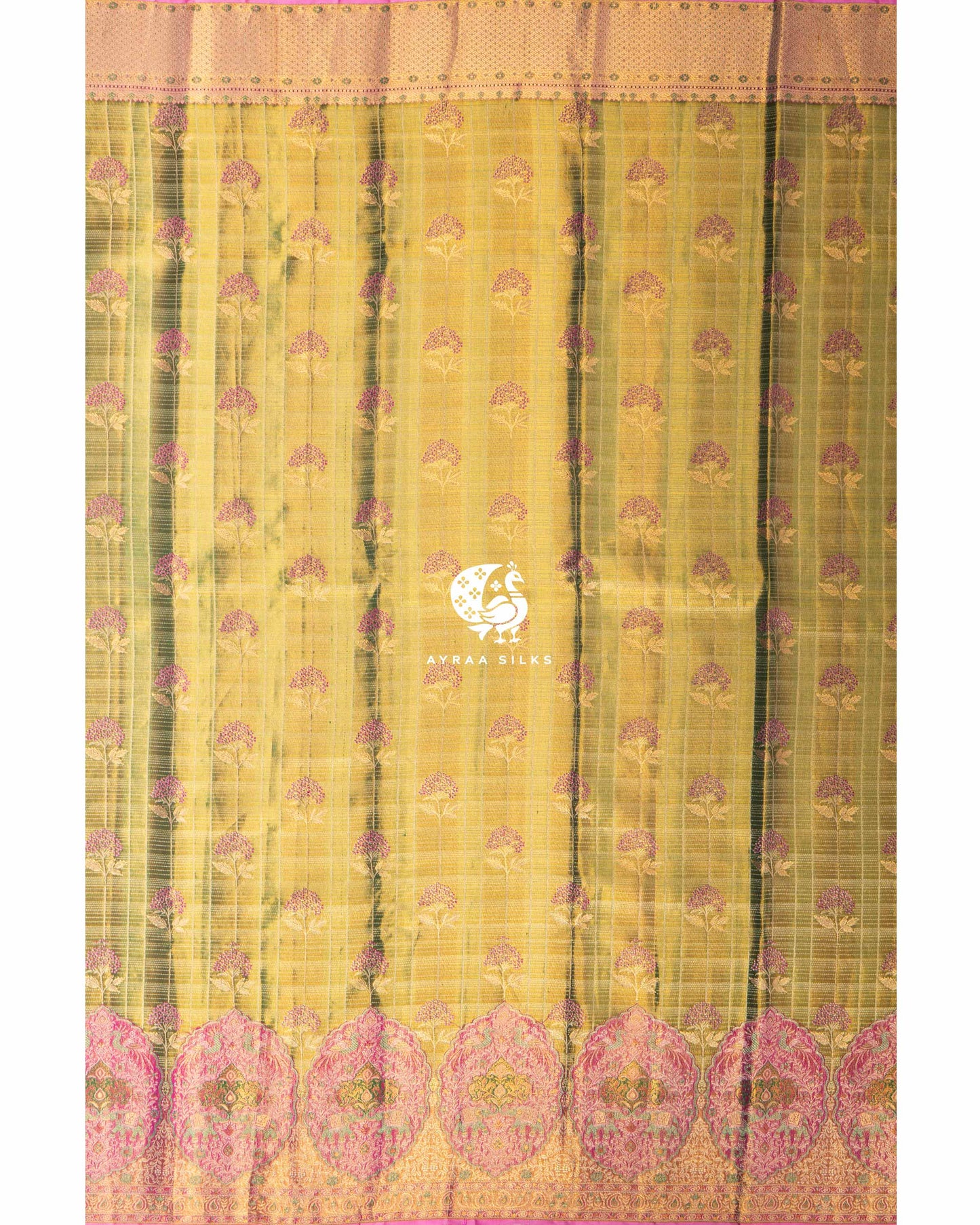 Olive Floral Kanchipuram Saree