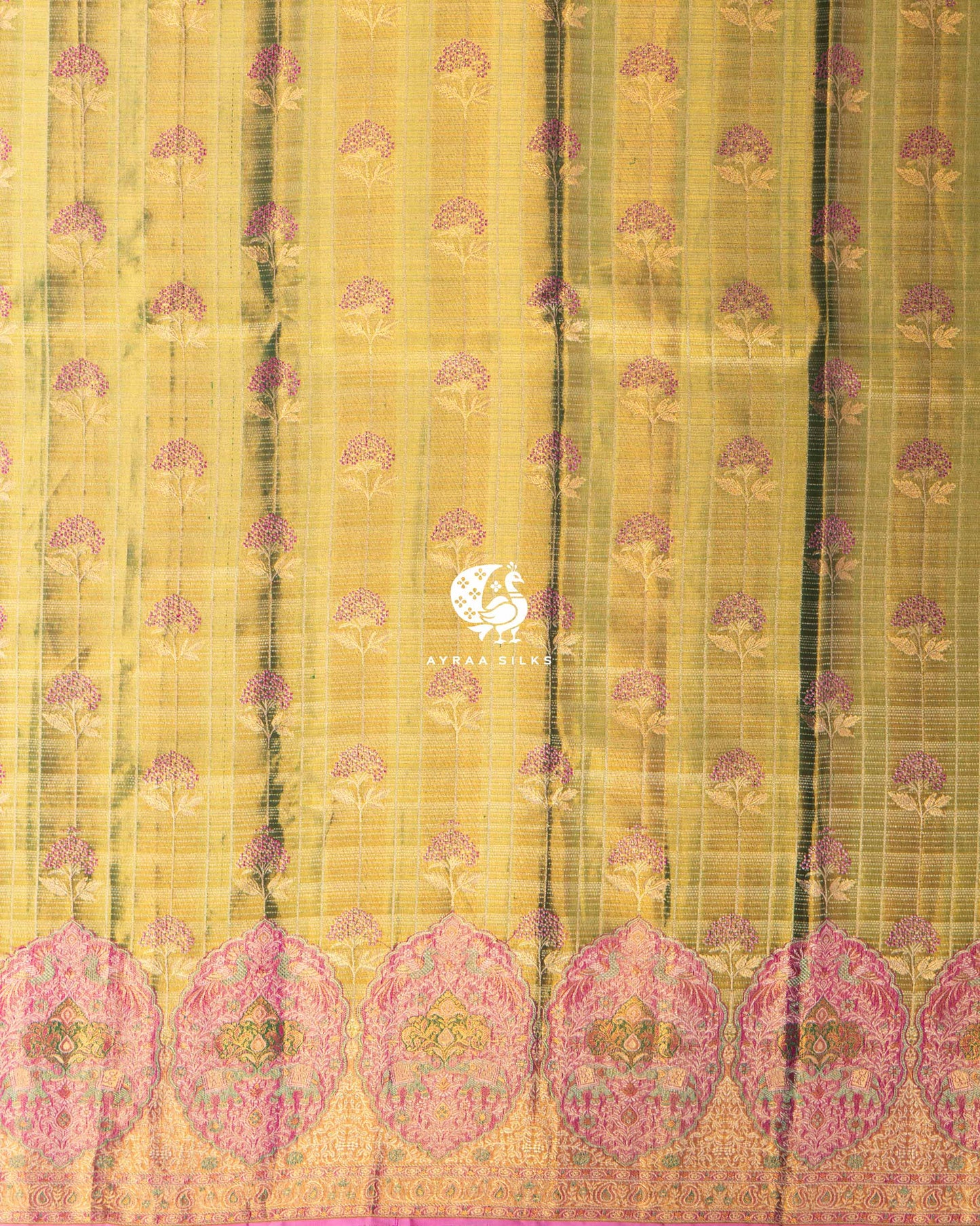 Olive Floral Kanchipuram Saree