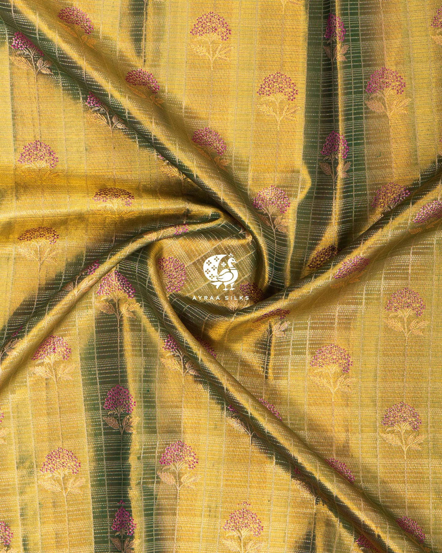 Olive Floral Kanchipuram Saree