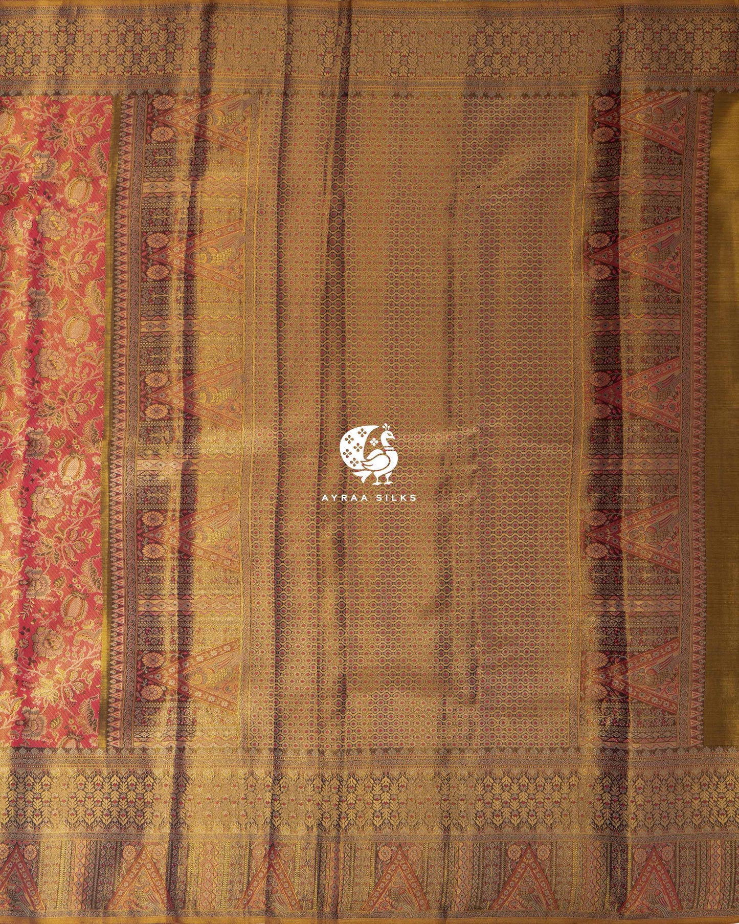Coral Zari Kanchipuram Saree
