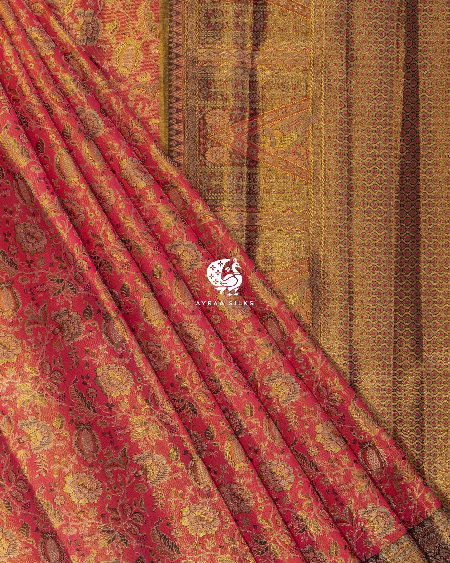 Coral Zari Kanchipuram Saree