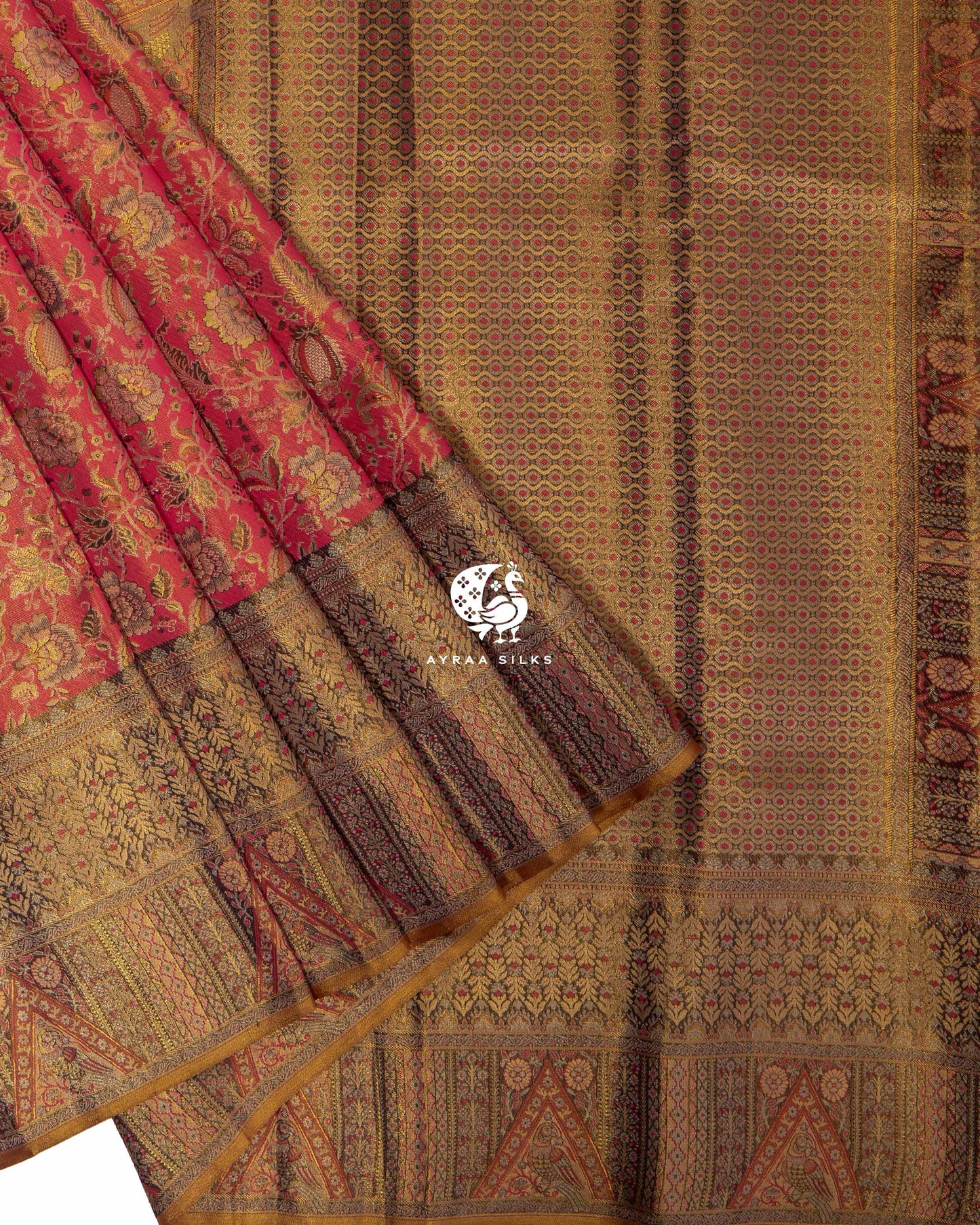 Coral Zari Kanchipuram Saree