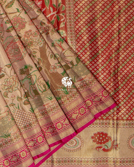 Gold Pictorial Kanchipuram Saree