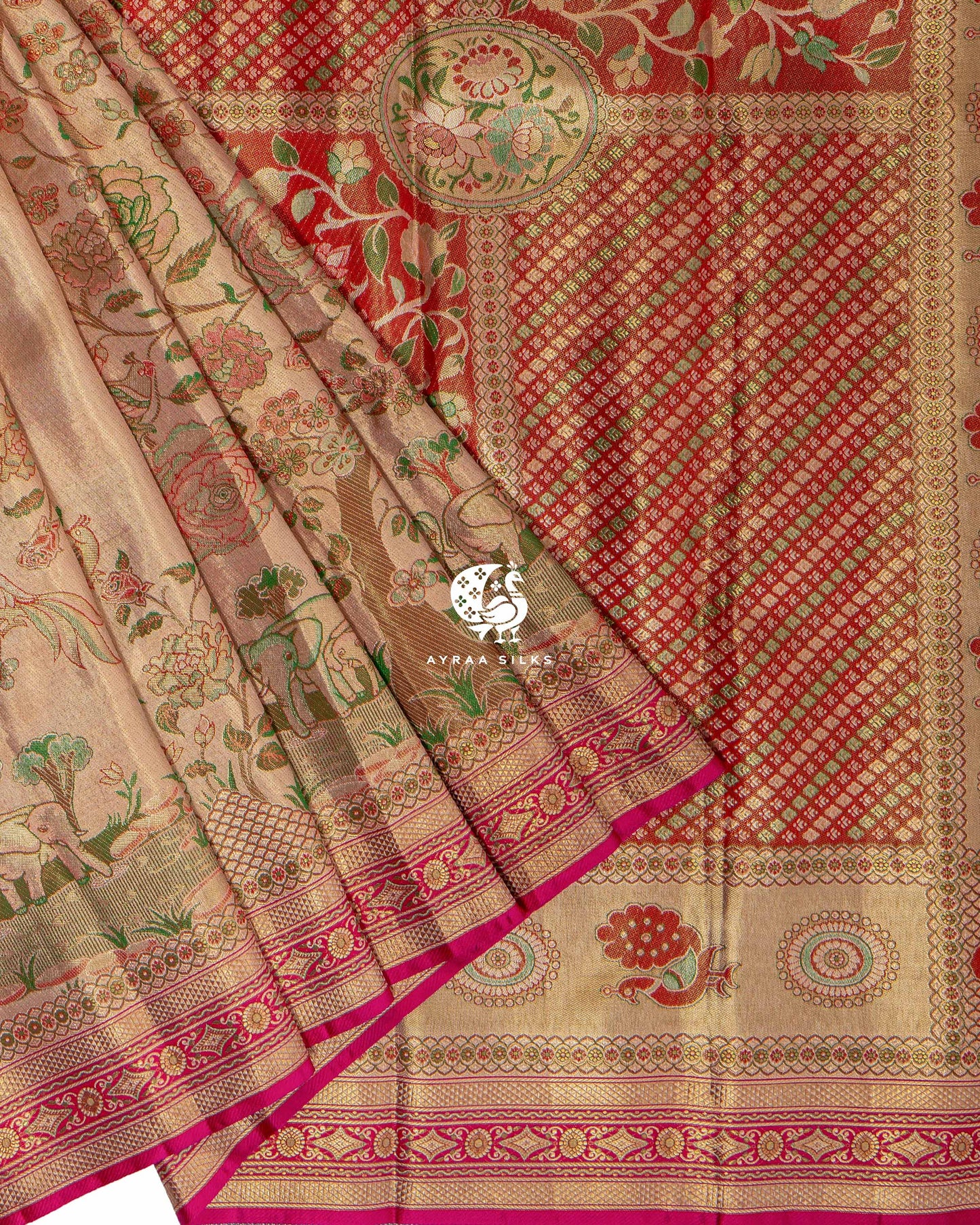 Gold Pictorial Kanchipuram Saree