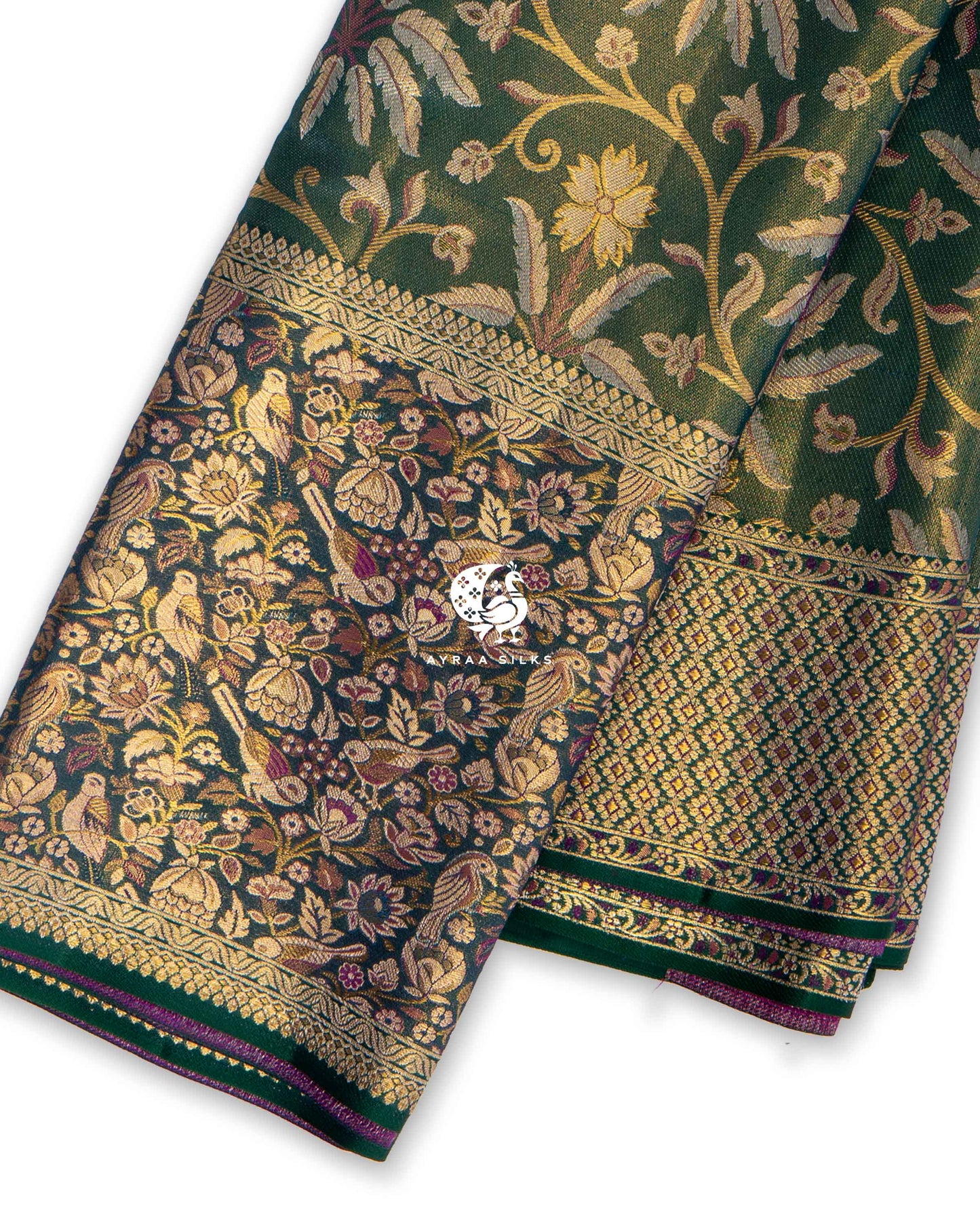 Emerald Nandavanam Kanchipuram Saree