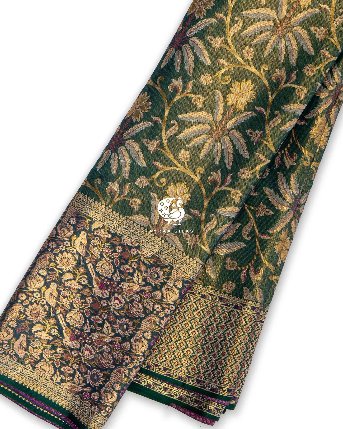 Emerald Nandavanam Kanchipuram Saree