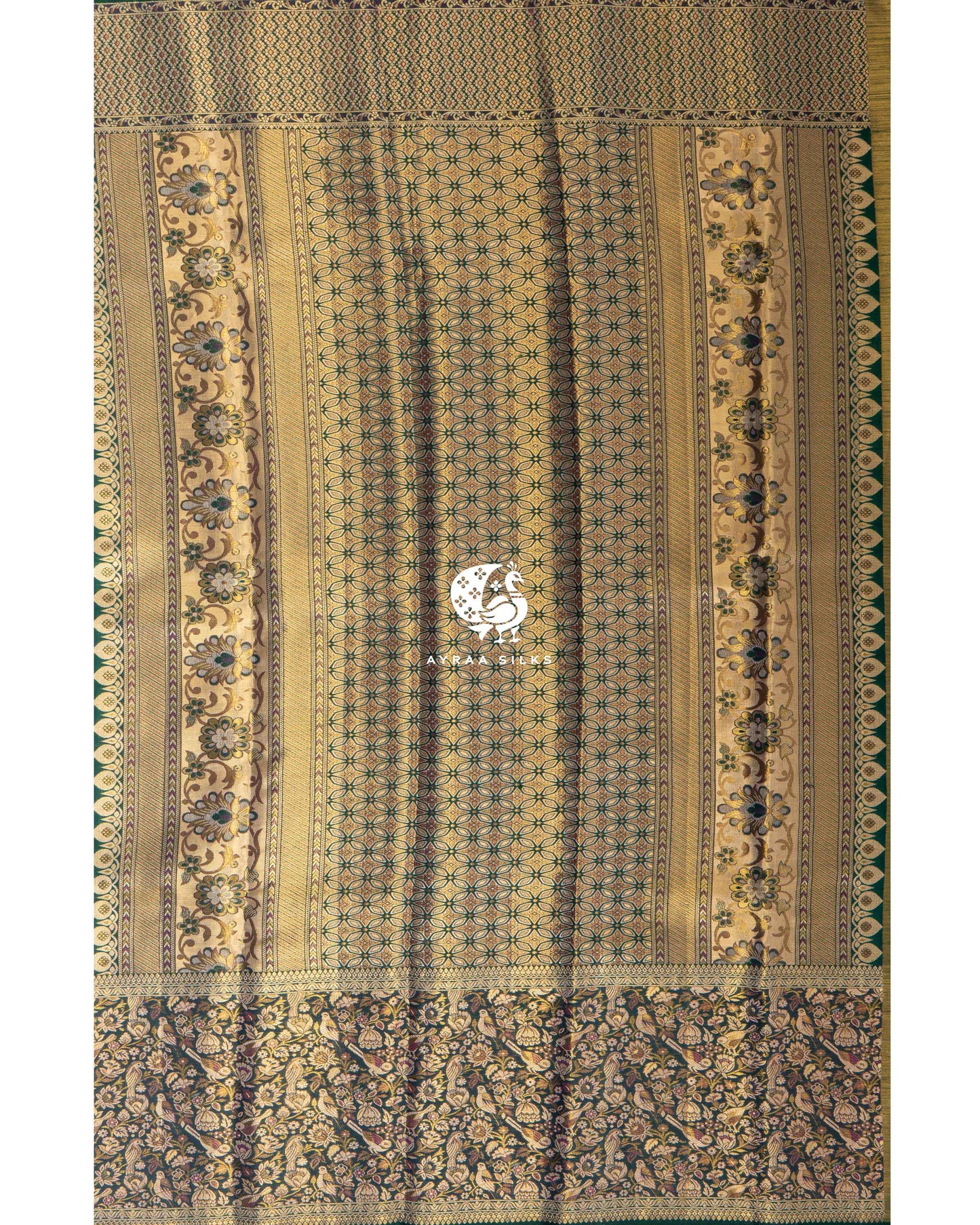 Emerald Nandavanam Kanchipuram Saree