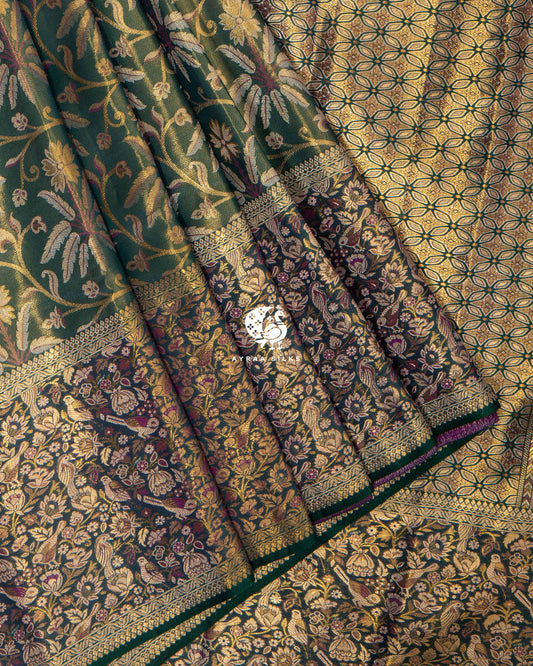 Emerald Nandavanam Kanchipuram Saree