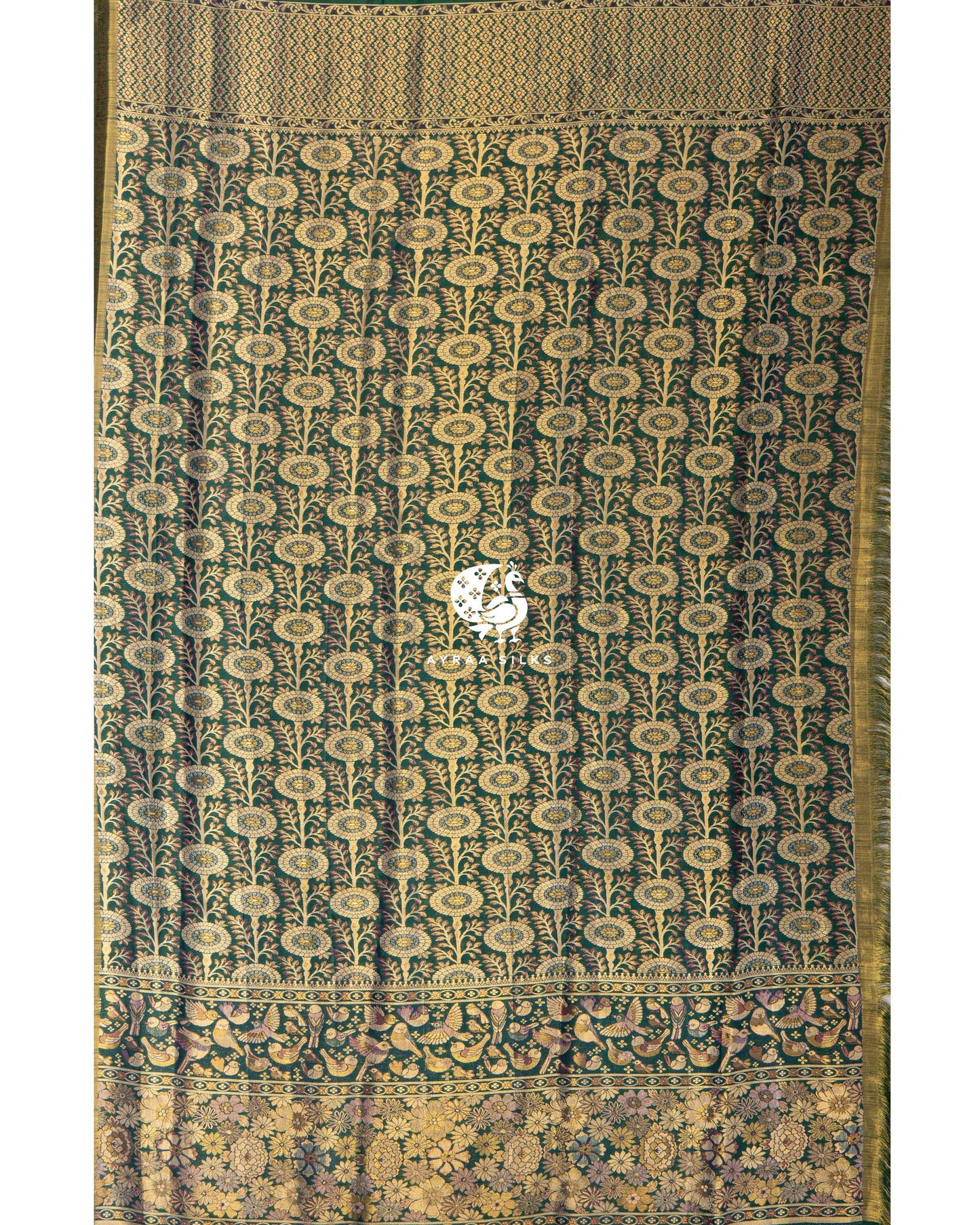 Emerald Nandavanam Kanchipuram Saree
