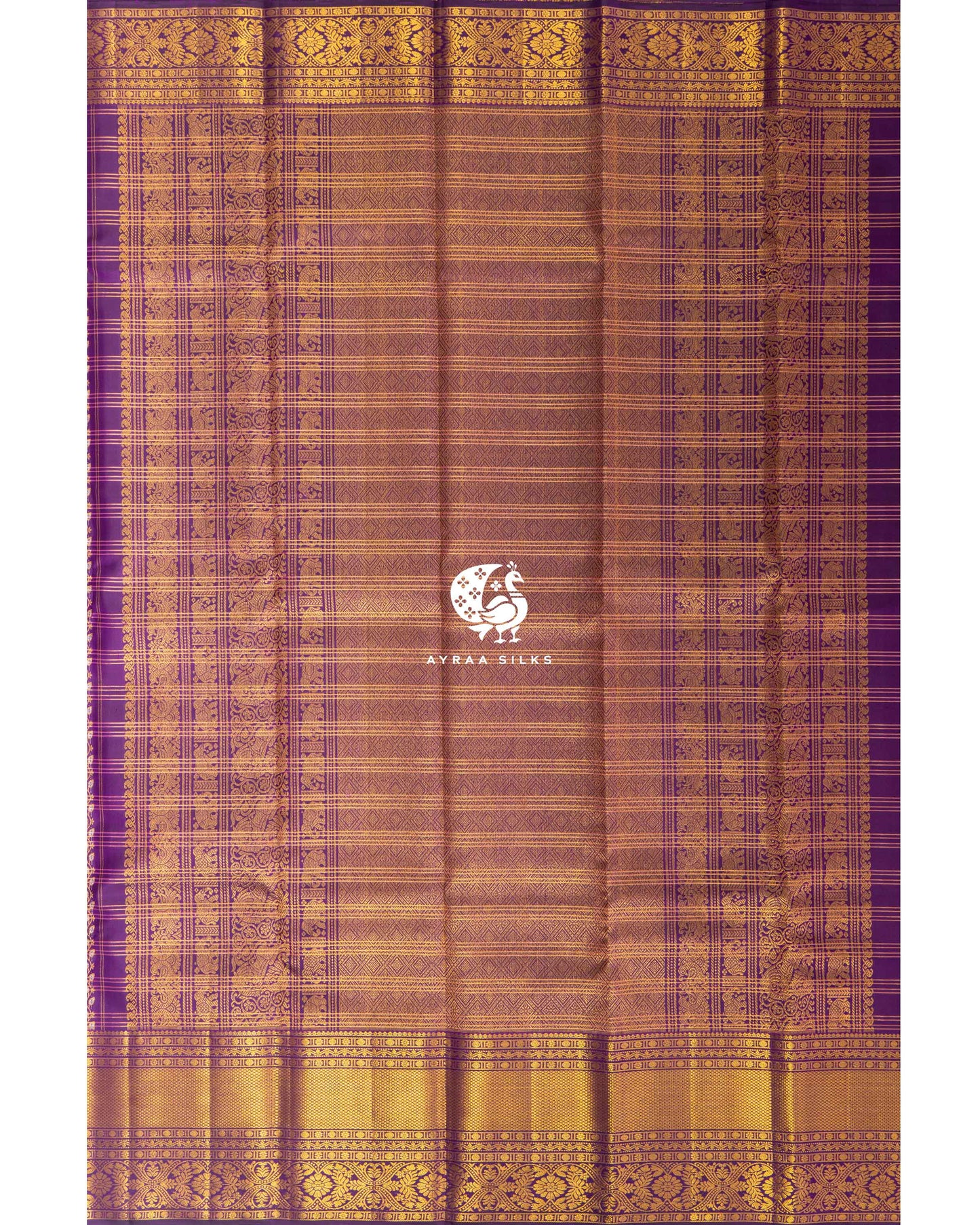 Purple Simha Kattam Kanchipuram Saree