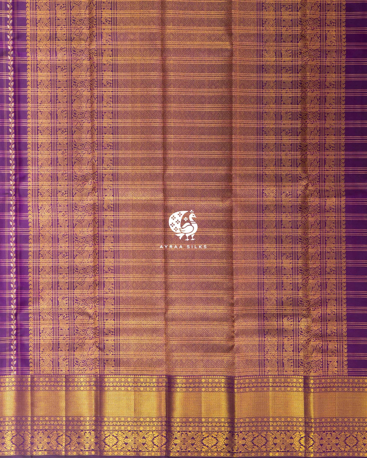 Purple Simha Kattam Kanchipuram Saree