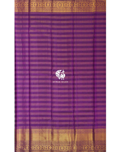 Purple Simha Kattam Kanchipuram Silk Saree