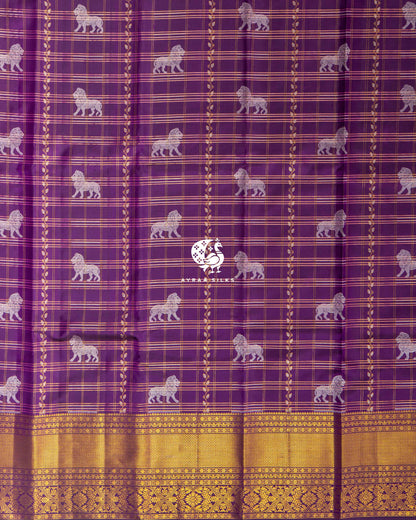 Purple Simha Kattam Kanchipuram Silk Saree