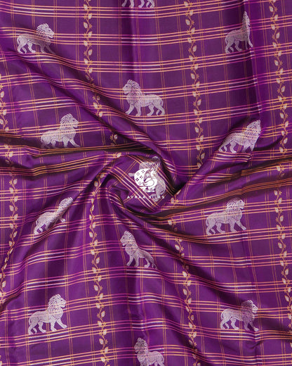Purple Simha Kattam Kanchipuram Silk Saree