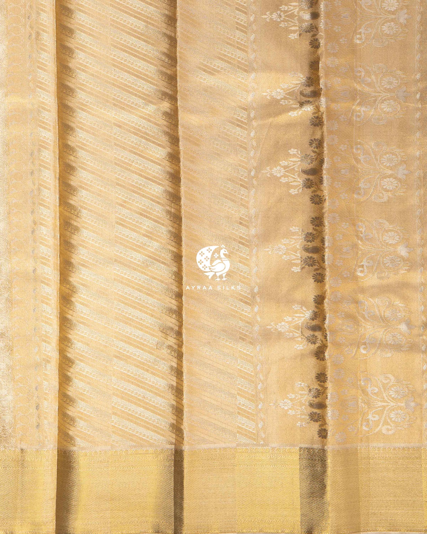 Champagne Fusion Kanchipuram Saree